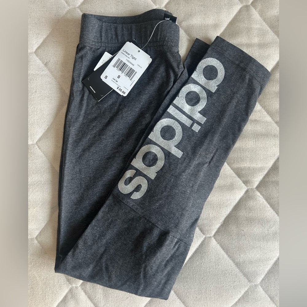 🖤 Adidas Linear Tight Leggings With Glitter Lettering